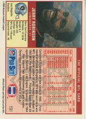 Back - Error 1 Career TD In Stats, Two In Descript | Jerry Robinson [Error] Football Cards 1989 Pro Set