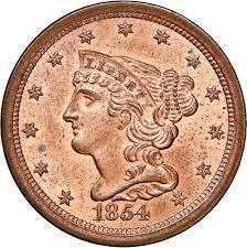 1854 [PROOF] Coins Braided Hair Half Cent Prices