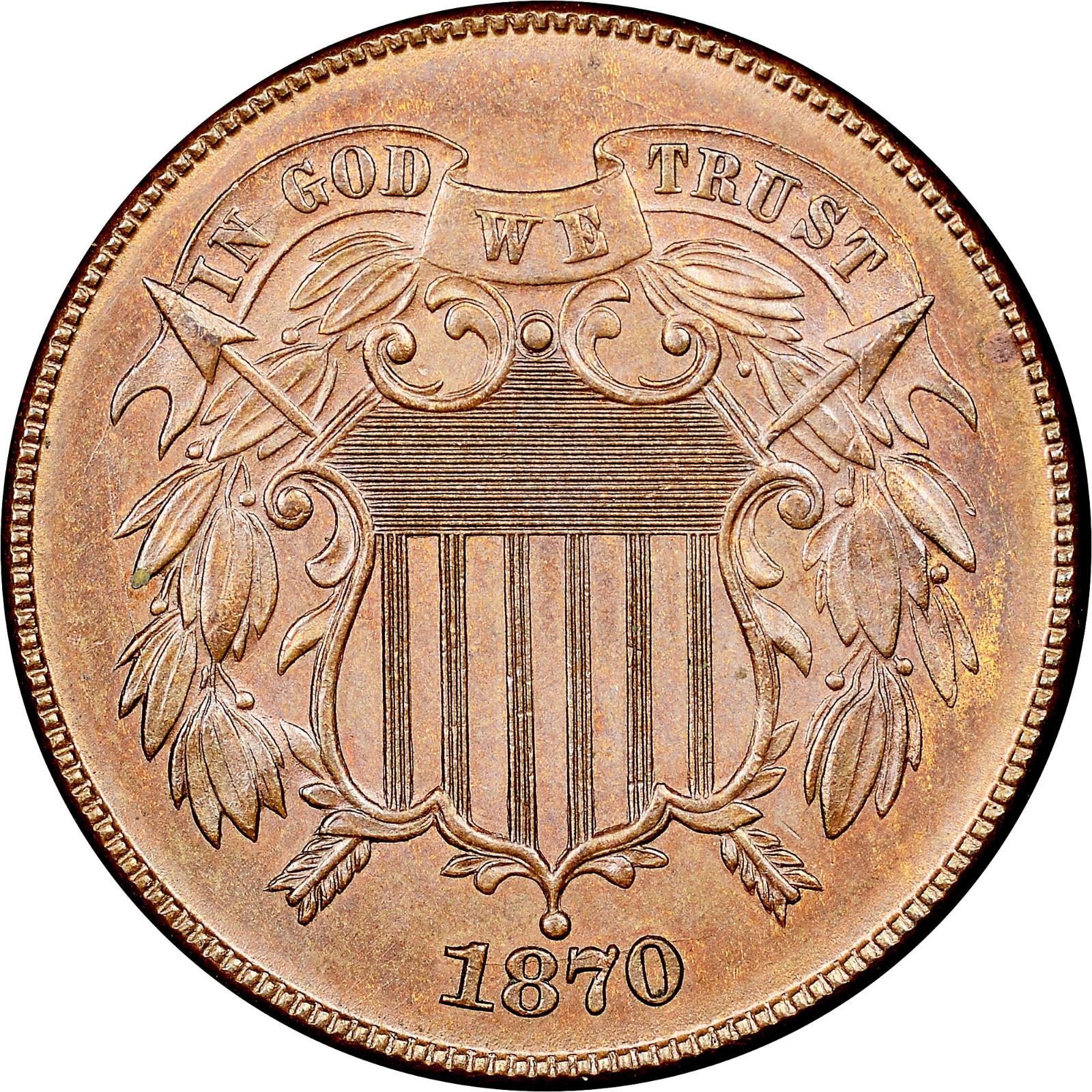 1870 [PROOF] Coins Two Cent