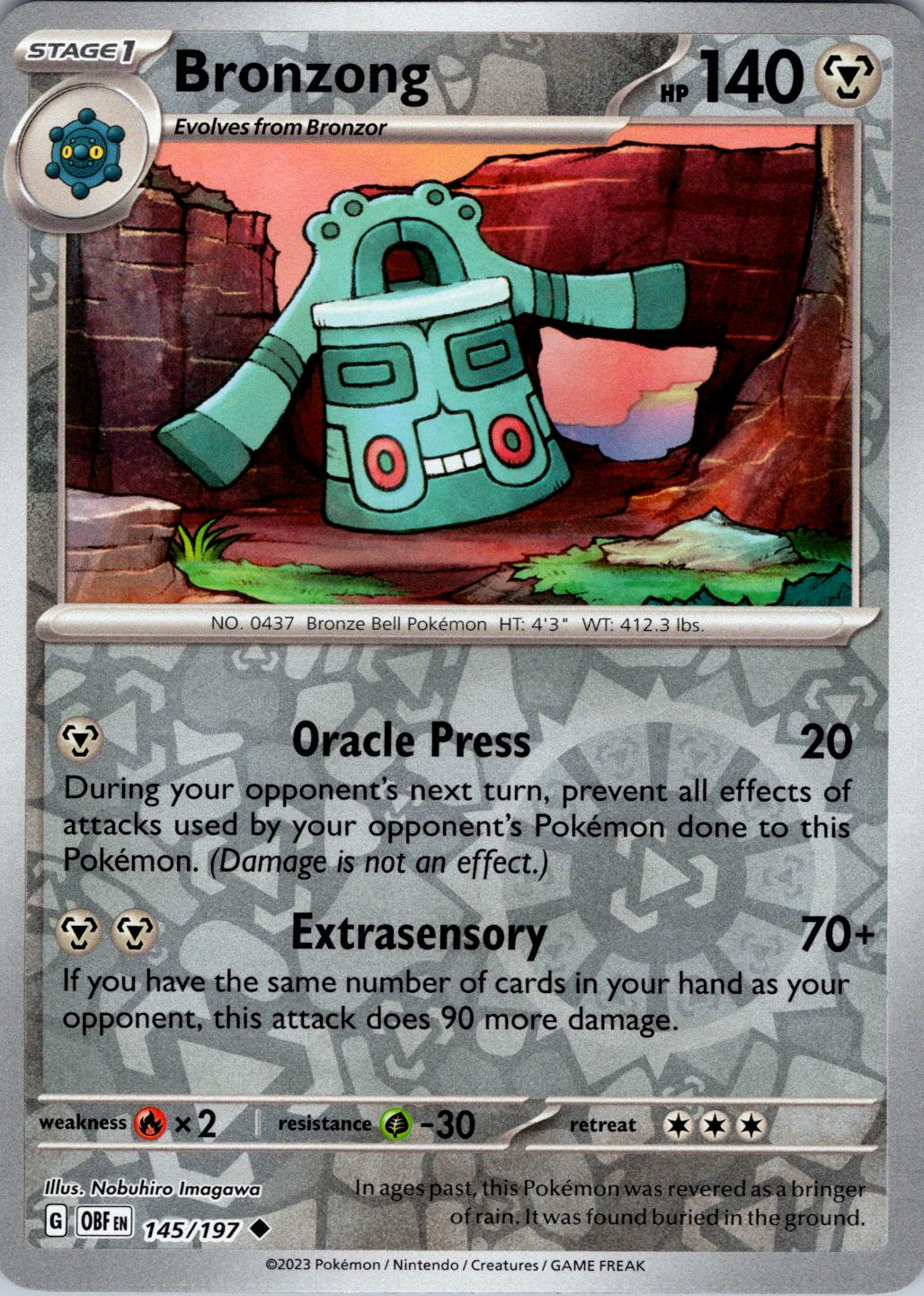 Bronzong [Reverse Holo] #145 Pokemon Obsidian Flames