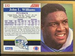 Back | John L. Williams Football Cards 1991 Score