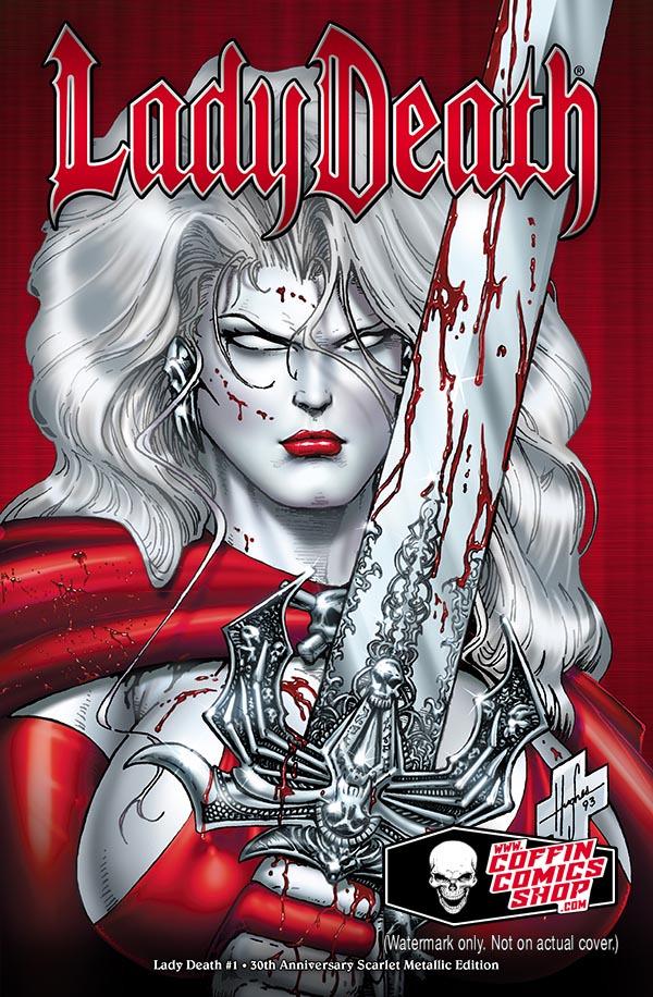 Lady Death: The Reckoning 30th Anniversary Edition [Hughes Scarlet Metal] #1 (2024) Comic Books Lady Death: The Reckoning