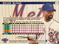 Rear | Brian McRae Baseball Cards 1998 Fleer Tradition