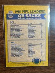 Back | 1981 NFL QB Sack Leaders Football Cards 1982 Topps
