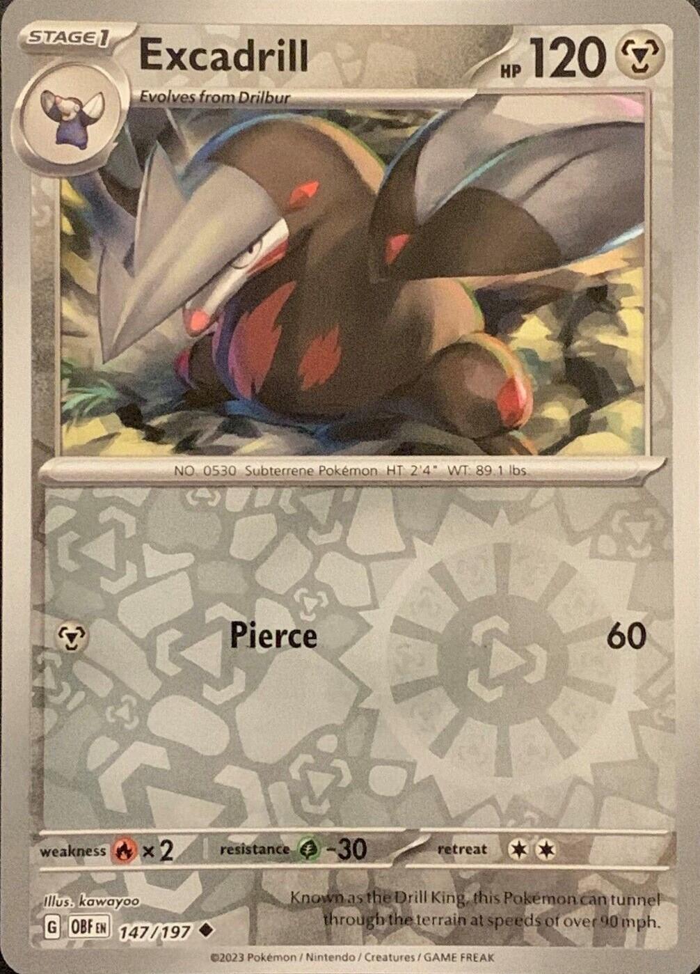 Excadrill [Reverse Holo] #147 Pokemon Obsidian Flames