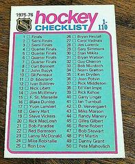 Checklist 1-110 #99 Hockey Cards 1975 O-Pee-Chee Prices
