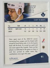 Backside | Gary Roberts Hockey Cards 2003 ITG Toronto Star
