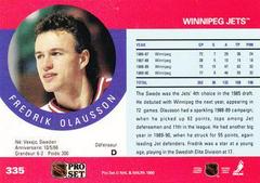 Back | Fredrik Olausson [ERR spelled Fred on front] Hockey Cards 1990 Pro Set