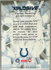 Back Of Card | Peyton Manning Football Cards 1999 Collector's Edge Fury X Plosive