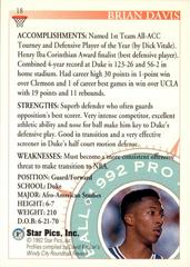 Back Of Card | Brian Davis Basketball Cards 1992 Star Pics