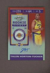 Talen Horton Tucker [Autograph Red] #105 Basketball Cards 2019 Panini Contenders Optic Prices