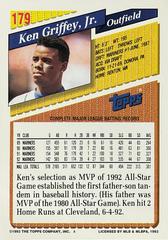 Card Back | Ken Griffey Jr. Baseball Cards 1993 Topps