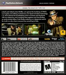 Back Cover | L.A. Noire Playstation 3