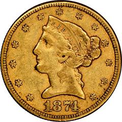 1874 CC Coins Liberty Head Half Eagle Prices