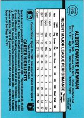 Back Of Card | Al Newman Baseball Cards 1988 Donruss