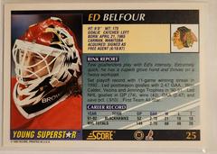 Back Of Card | Ed Belfour Hockey Cards 1992 Score Young Superstars