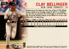 Rear | Clay Bellinger Baseball Cards 1999 Fleer Tradition