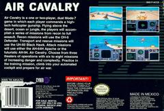 Air Cavalry - Back | Air Cavalry Super Nintendo