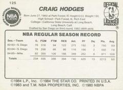 Back Side | Craig Hodges Basketball Cards 1986 Star