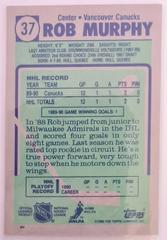Backside | Rob Murphy Hockey Cards 1990 Topps