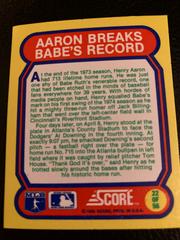 Aaron Breaks Babe’s Record Baseball Cards 1988 Score Magic Motion Great Moments in Baseball Prices