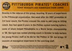 Rear | Pittsburgh Pirates Coaches Baseball Cards 2009 Topps Heritage