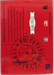 Back | Eli Manning Football Cards 2004 Leaf Rookies & Stars Freshman Orientation Jerseys