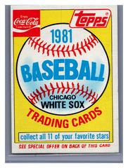 White Sox Header Baseball Cards 1981 Coca Cola Prices