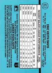 Back Of Card | Eric Davis Baseball Cards 1988 Donruss MVP