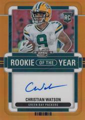 Christian Watson [Rookie of the Year Autograph Orange] #ROY-CW Football Cards 2022 Panini Contenders Optic Rookie of the Year Prices