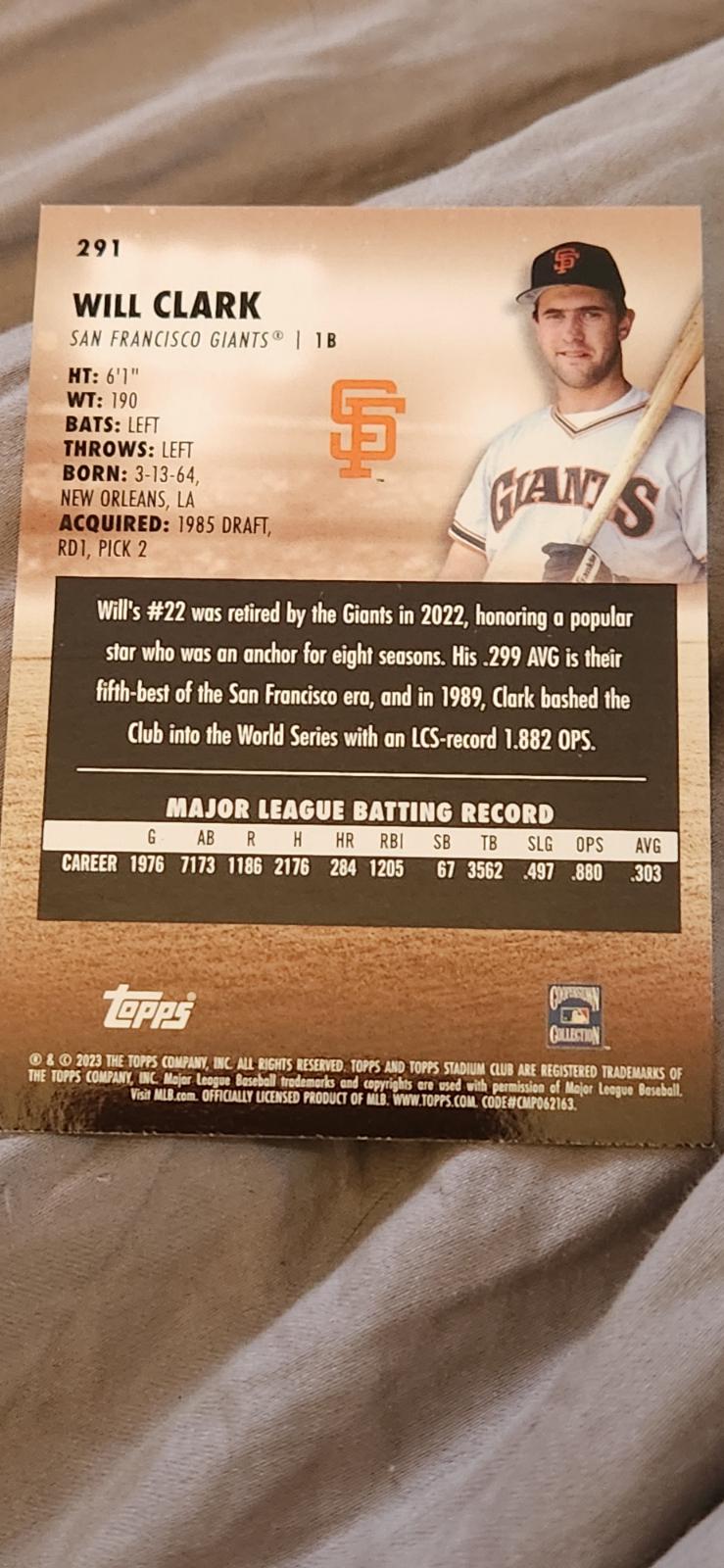 Will Clark 291 Prices 2023 Stadium Club Baseball Cards