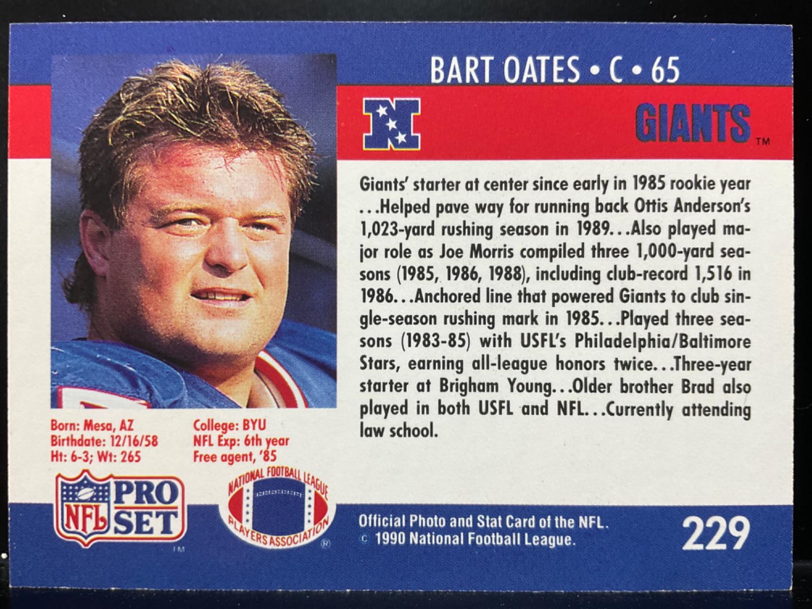 Bart Oates 229 Prices 1990 Pro Set Football Cards