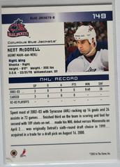 Backside | Kent mcdonell [Action] Hockey Cards 2003 ITG Toronto Star