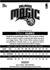 Back Of Card | Tobias Harris Basketball Cards 2014 Panini Hoops