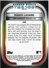 Back | Marco Luciano Baseball Cards 2021 Bowman Scout’s Top 100