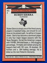 Back | Ruben Sierra Baseball Cards 1990 Donruss