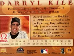 Rear | Darryl Kile Baseball Cards 1998 Pacific Omega