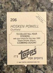 Coming Soon Back | Hosken Powell [Coming Soon] Baseball Cards 1982 Topps Stickers