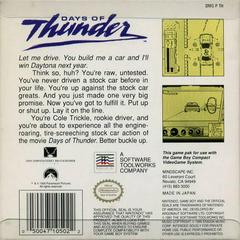 Days Of Thunder - Back | Days of Thunder GameBoy