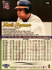 Rear | Travis Fryman Baseball Cards 1998 Ultra