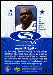 Back Of Card | Emmitt Smith [Blue] Football Cards 1998 Upper Deck UD Choice Starquest