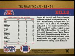 Back | Thurman Thomas Football Cards 1990 Pro Set