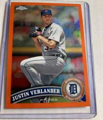 Justin Verlander [Orange Refractor] #115 Baseball Cards 2011 Topps Chrome Prices