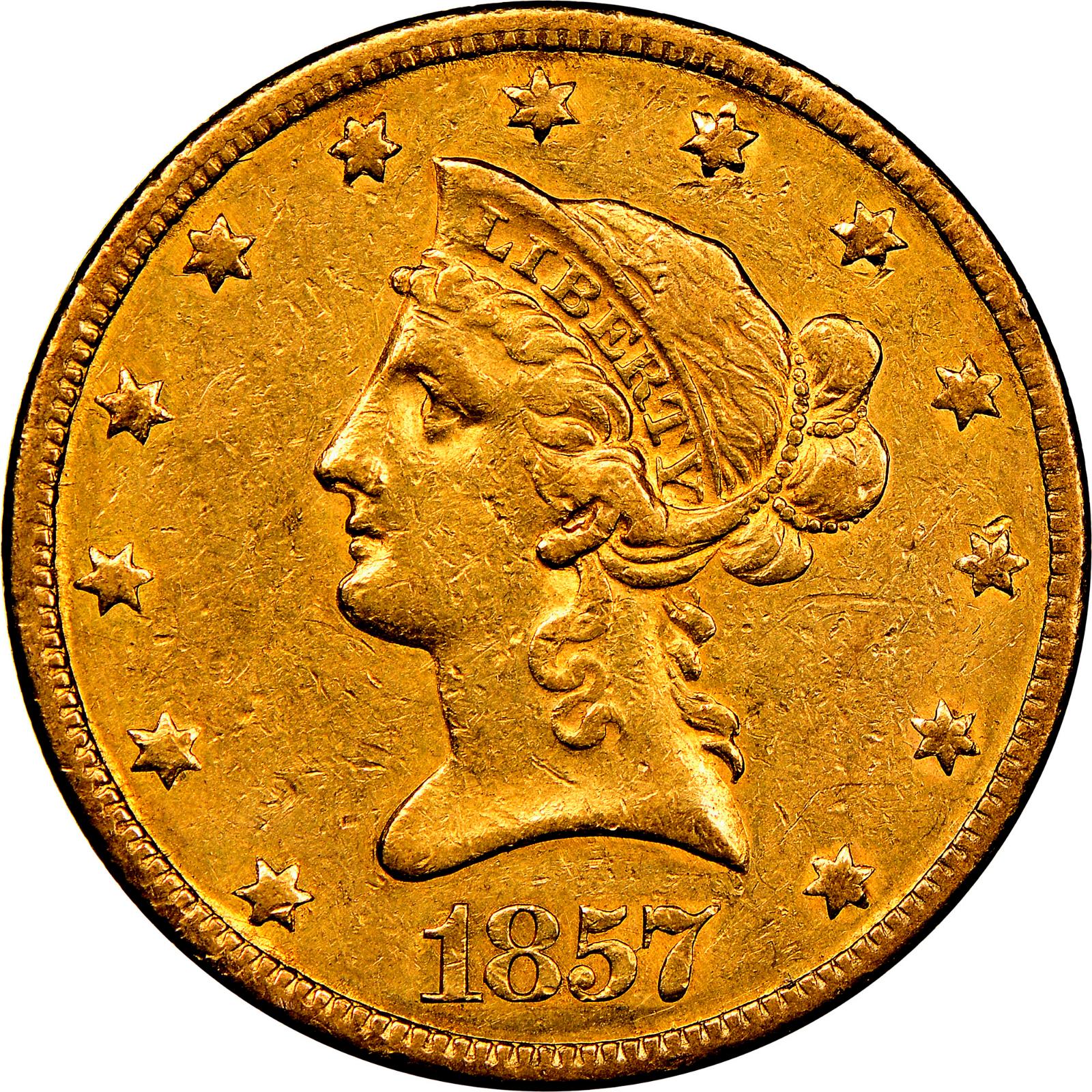 1857 Coins Liberty Head Gold Eagle