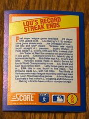 Lou’s Record Streak Ends Baseball Cards 1989 Score Magic Motion Trivia A Year to Remember Prices