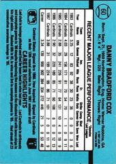 Back Of Card | Danny Cox Baseball Cards 1988 Donruss
