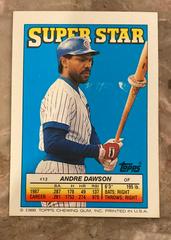 Back | Andres Thomas, Julio Franco, Andre Dawson Baseball Cards 1988 Topps Stickercard
