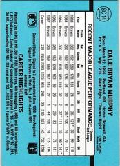 Back Of Card | Dale Murphy Baseball Cards 1988 Donruss MVP