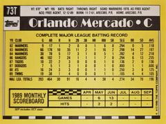 Rear | Orlando Mercado Baseball Cards 1990 Topps Traded Tiffany