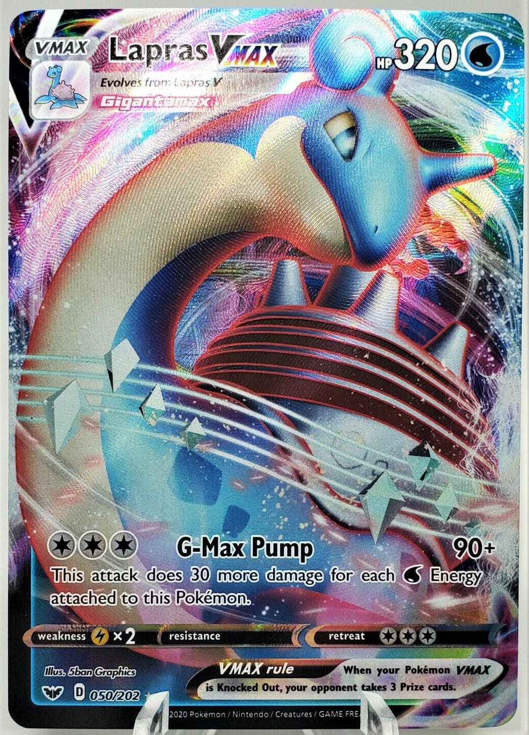 Lapras VMAX 050/202 Full Art Ultra Rare Pokémon TCG Card – Sword & Shield NM